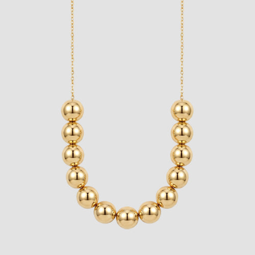 ANE1113 High Polish Bead Ball Necklace in Gold