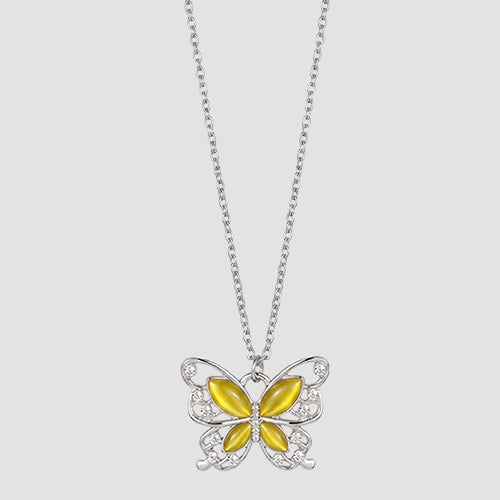 ANE1007 Butterfly Pendant Necklace in Silver/Yellow