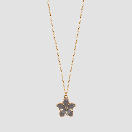 ANE1137 Enamel Flower Pendant Necklace in Gold/Grey