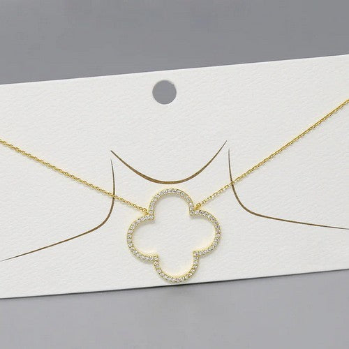 PN1246 Quatrefoil Clover CZ Choker in Gold Dipped 