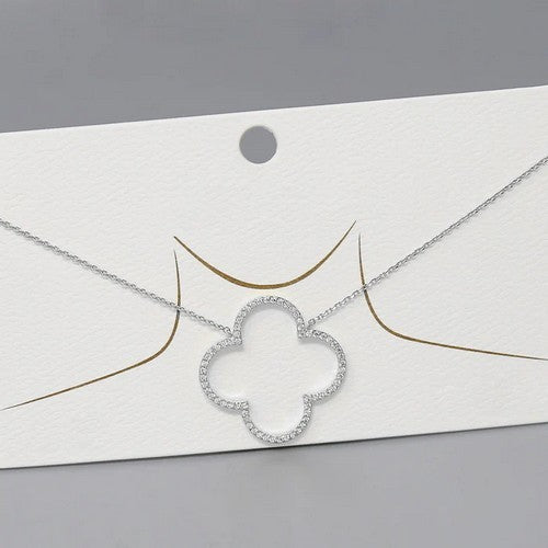 PN1246 Quatrefoil Clover CZ Choker in White Gold Dipped