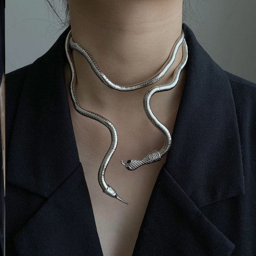 Twisted Snake Choker in Silver