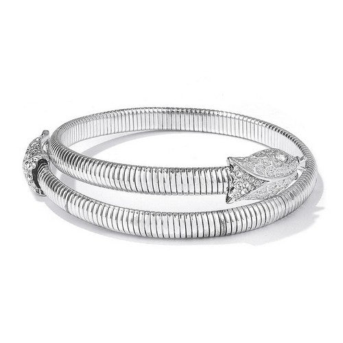 Bendable Rhinestone Snake Choker in Silver
