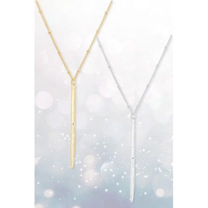 Bar Pendant Long Necklace in Gold