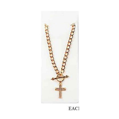 PKN1834 Rhinestone Cross Chain Necklace in Gold