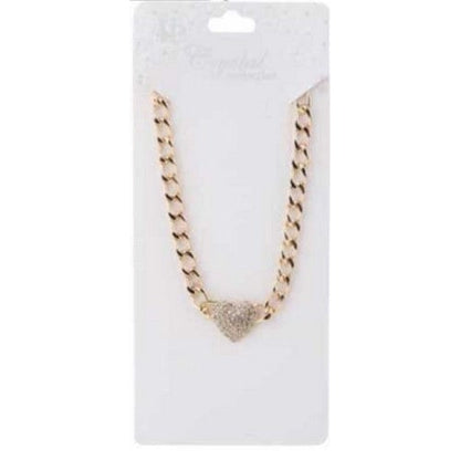 DNE-1133 Heart Rhinestone Necklace in Gold