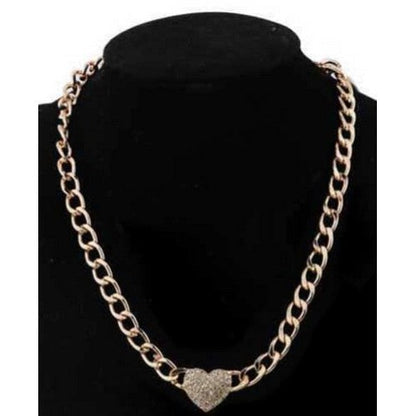 Heart Rhinestone Necklace in Gold