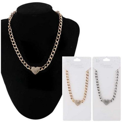 Heart Rhinestone Necklace in Gold