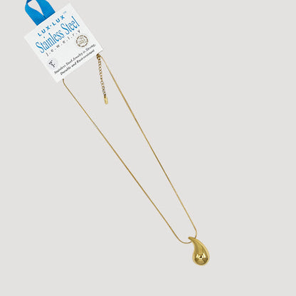 Lux Lux Stainless Steel Waterdrop Necklace in 18K Gold Dip