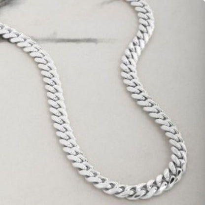 Lux Lux Stainless Steel 7mm Cuban Chain Necklace in Silver