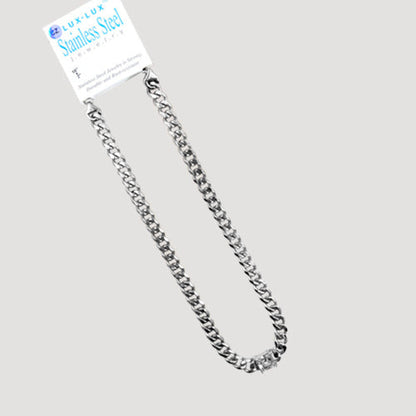 Lux Lux Stainless Steel 6mm Diamond Cut Cuban CZ Gem Chain in Silver