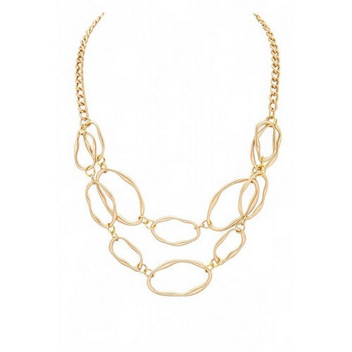 12-HN4423Z Layered Link Chain Necklace in Gold