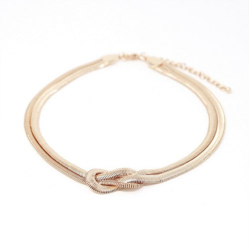Herringbone Chain Knot Necklace in Gold