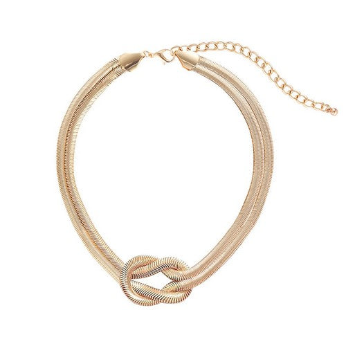 18671-G Gold Snake Chain Knot Necklace