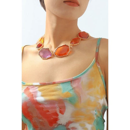 Natural Shape Resin Necklace in Multicolour