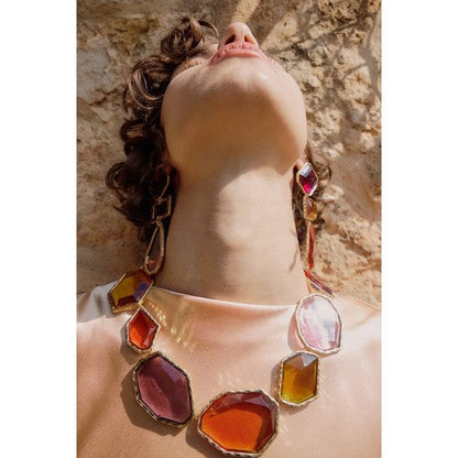 Natural Shape Resin Necklace in Multicolour