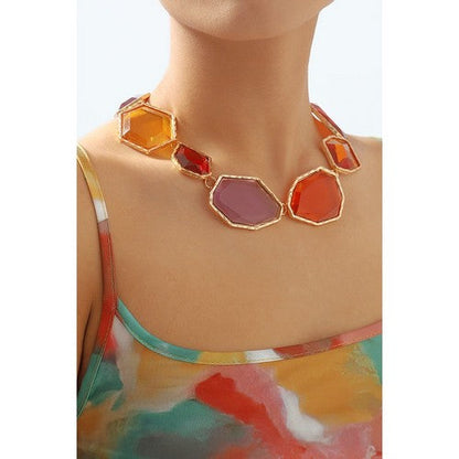 Natural Shape Resin Necklace in Multicolour