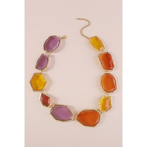 Natural Shape Resin Necklace in Multicolour