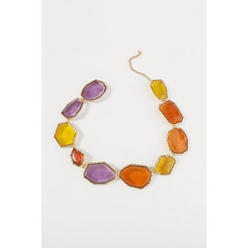 Natural Shape Resin Necklace in Multicolour