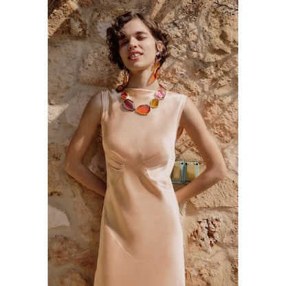 N11190 Natural Shape Resin Necklace in Rainbow