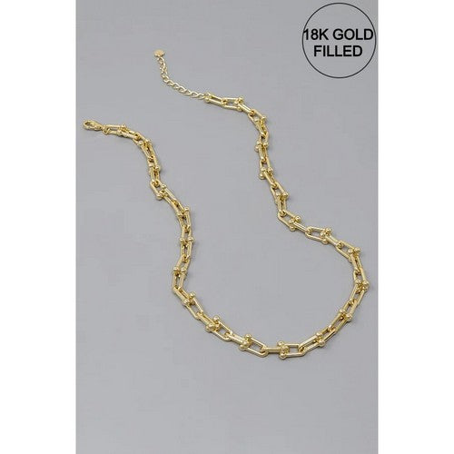 129745 Horsebit Link 18K Gold-Filled Necklace