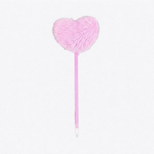 VAL126910B Valentine's Pompom Heart Ball Pen in Red