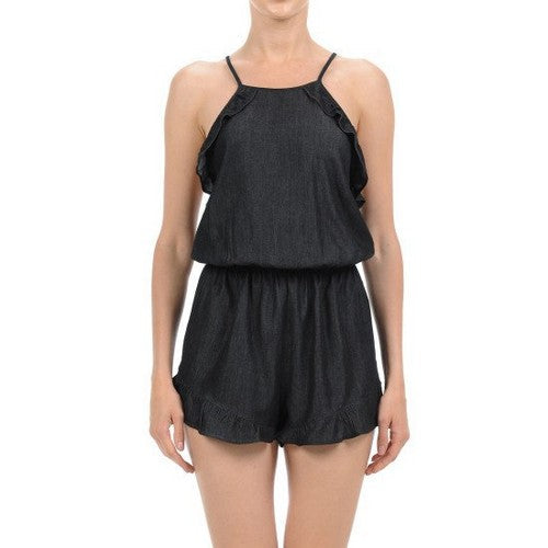 69961 X-Back Strappy Romper in Black