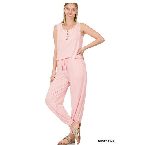 RP-3155AB Sleeveless Jogger Jumpsuit Dusty Pink