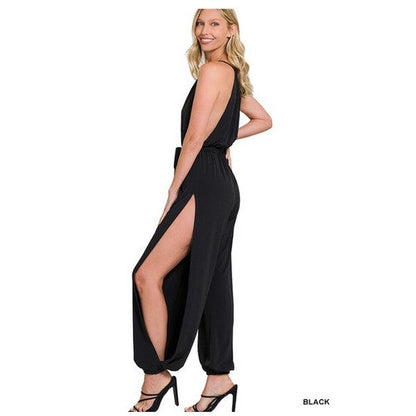 Slit Side Jumpsuit Black