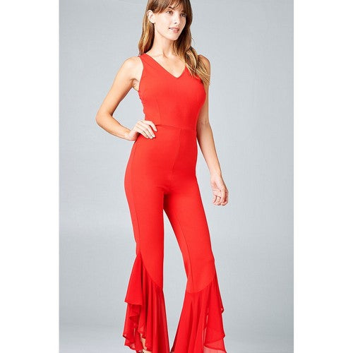 Gjelina Ruffle Jumpsuit in Red