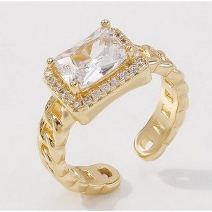 Cuban Chain Large Jewel CZ Ring