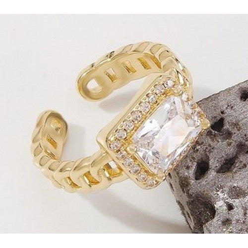 ZR0033 Cuban Chain Large Jewel CZ Ring