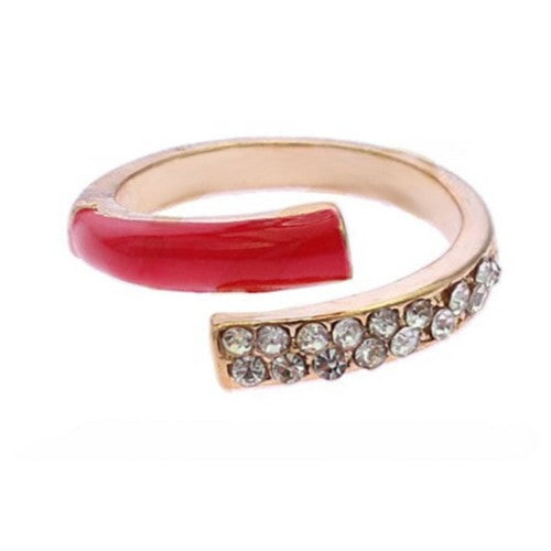 RRN-0553R Rhinestone Colour Block Ring  in Red