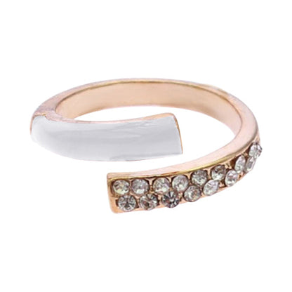 RRN-0553R Rhinestone Colour Block Ring  in White