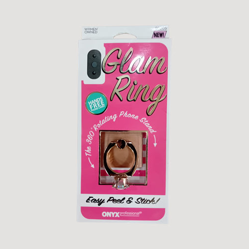 Onyx Glam Ring 360° Rotating Phone Stand in Rose Gold