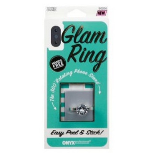 Onyx Glam Ring 360° Rotating Phone Stand in Silver