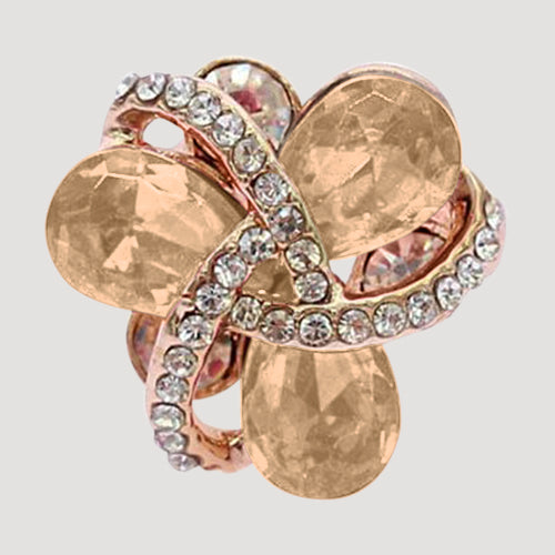 RRN-0510R6 Gold Flower Rhinestone Ring in Gold