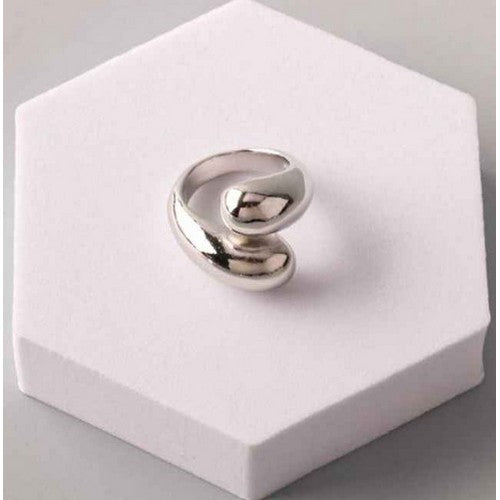 RN11561GS Chunky Metal Wrapped Ring in Silver