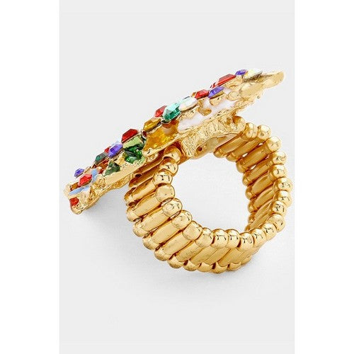 Rhinestone Christmas Tree Stretch Ring