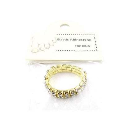 Stretch Rhinestone Toe Rings in Gold