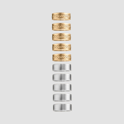 Set Of 10 Toe Rings in Silver & Gold