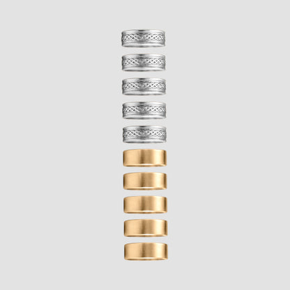 Set Of 10 Toe Rings in Silver & Gold