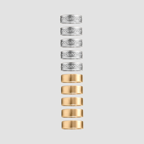 Set Of 10 Toe Rings in Silver & Gold