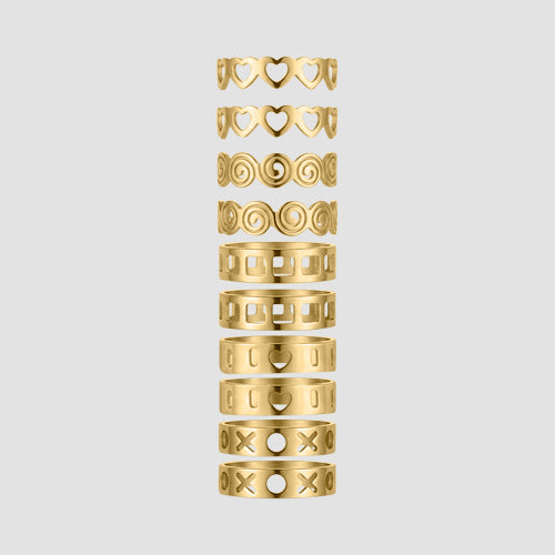 Set Of 10 Toe Rings in Gold