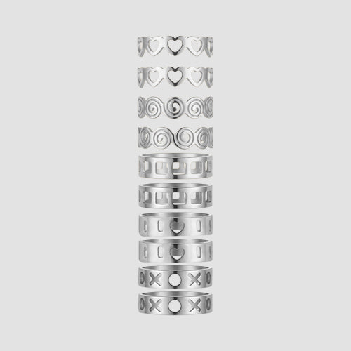 Set Of 10 Toe Rings in Silver