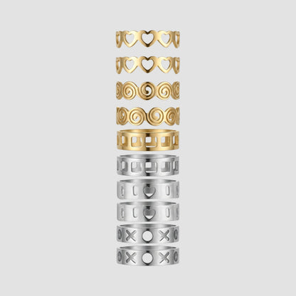 Set Of 10 Toe Rings in Silver & Gold