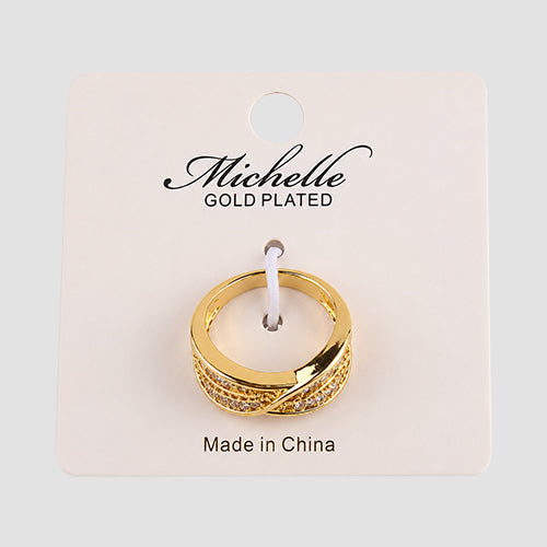 Gold Plated Crystal Twist Channel Ring