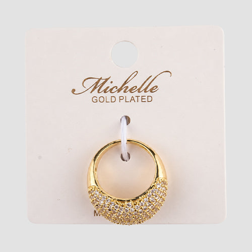 Gold Plated Rhinestone Chunky Ring