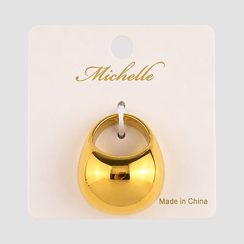 Stainless Steel Chunky Round Ball Ring in Gold