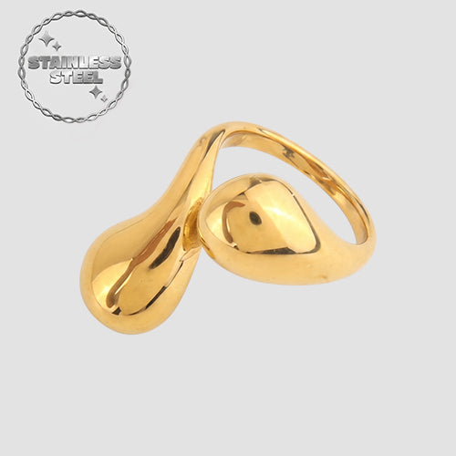 Stainless Steel Chunky Molten Drip Ring in Gold